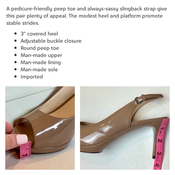 Nine West Gabrielle Platform Slingback Patent Pump Heels 7.5 - Picture 9 of 11